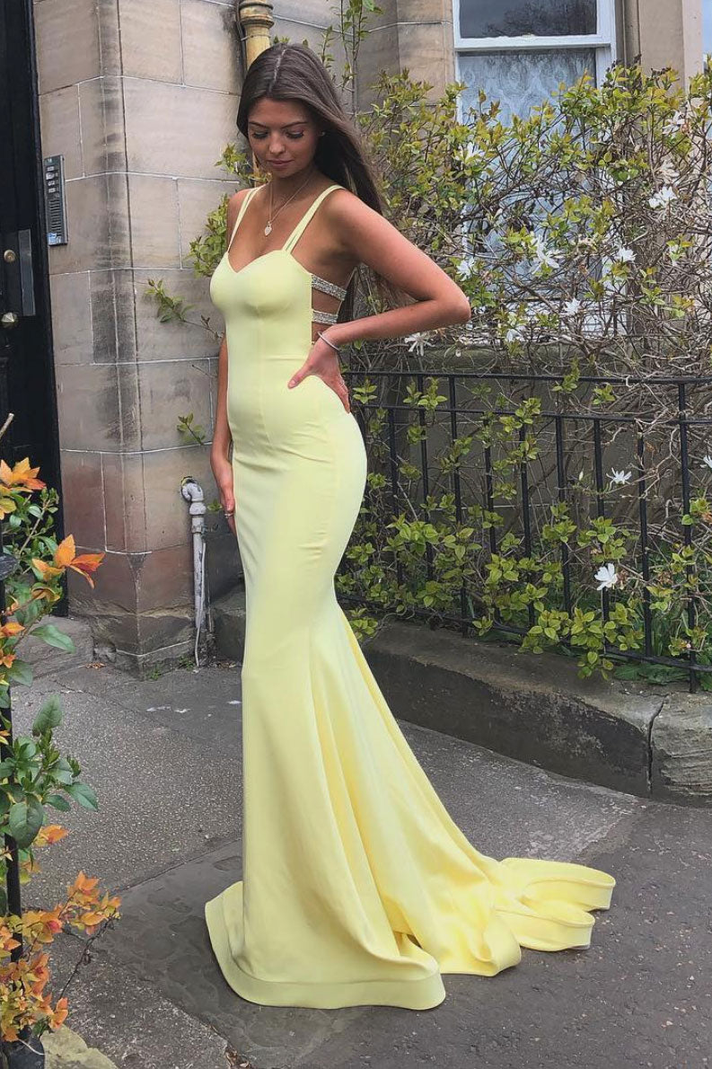 Yellow 3D Flower Prom Dresses Spaghetti Strap Evening Dress 21678b –  vigocouture